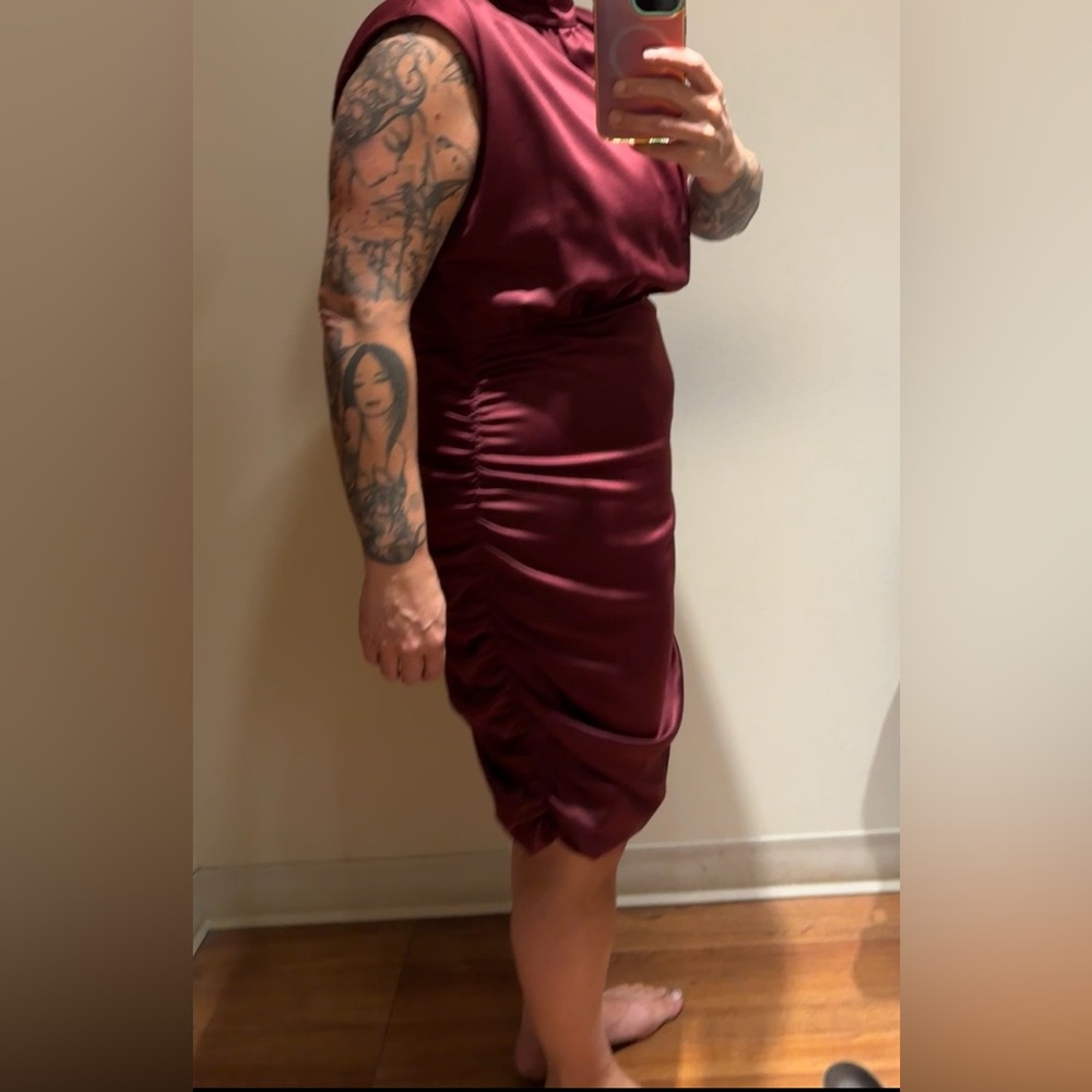 Chic One-Shoulder Burgundy Dress